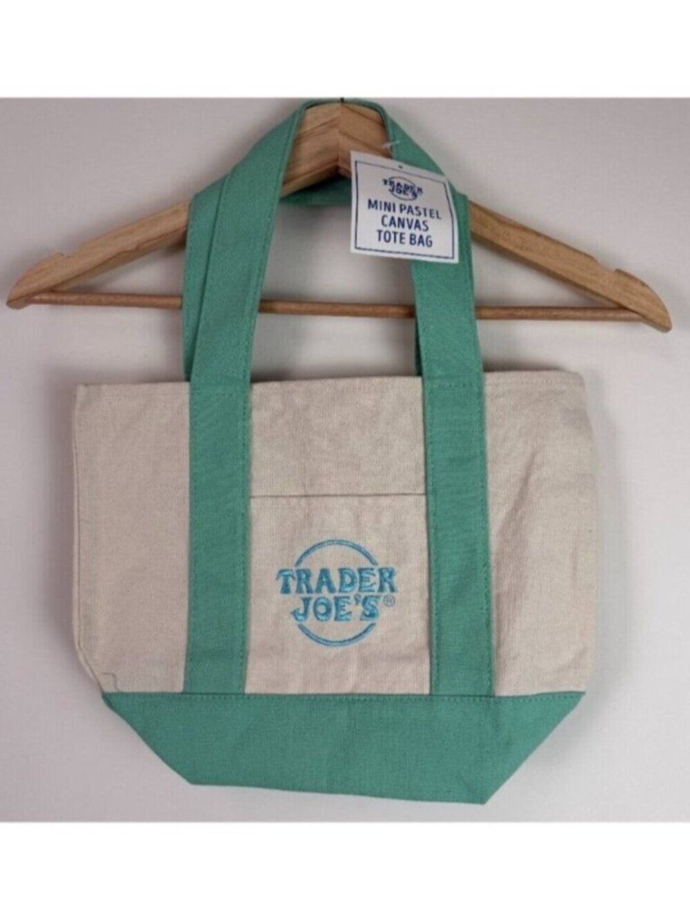 Trader Joe’s Mini Pastel Canvas Tote Bag Limited Edition Green